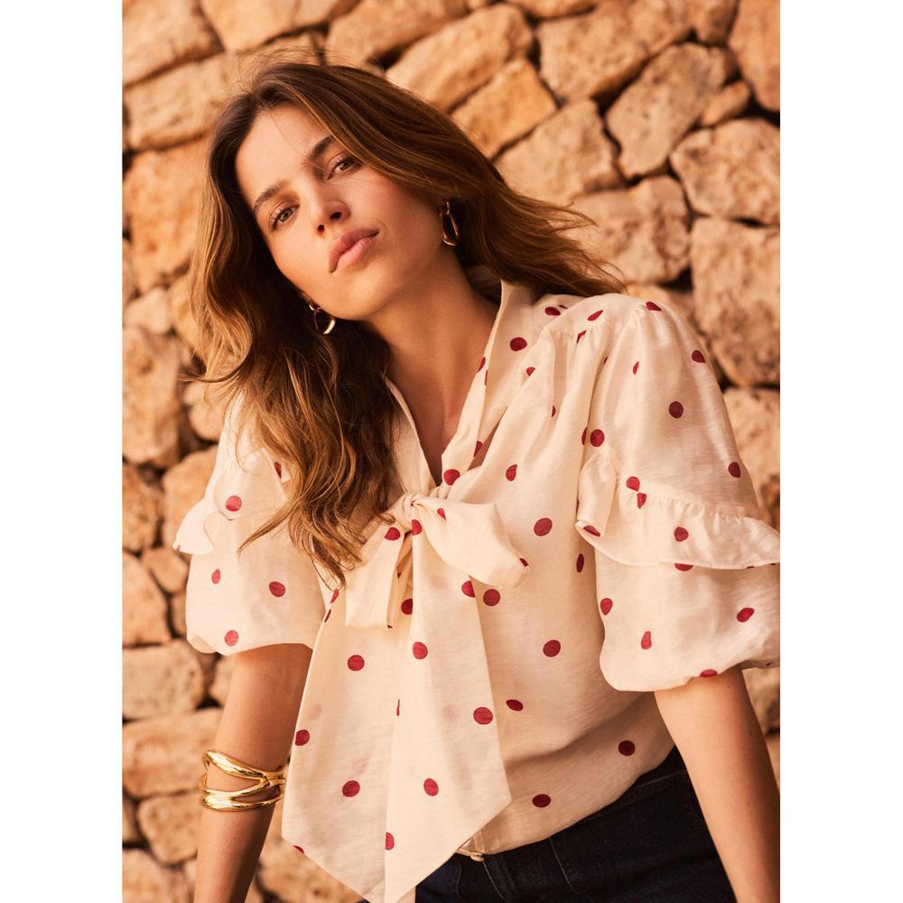 Mint Velvet Cream Polka Dot Blouse